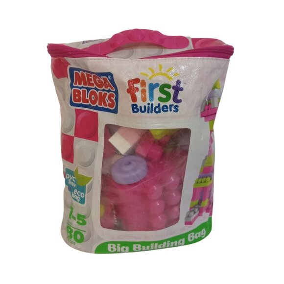 First Builders Mega Bloks 64 Pieces Big Building Bag Multicolor Ages 1-5 2012 - Picture 1 of 6
